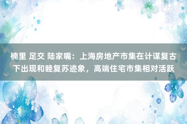 楠里 足交 陆家嘴：上海房地产市集在计谋复古下出现和睦复苏迹象，高端住宅市集相对活跃