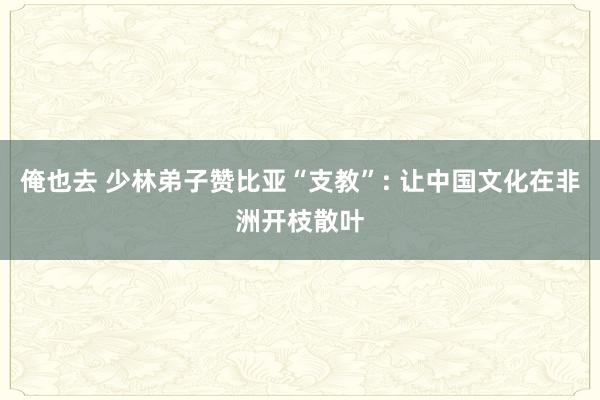 俺也去 少林弟子赞比亚“支教”: 让中国文化在非洲开枝散叶