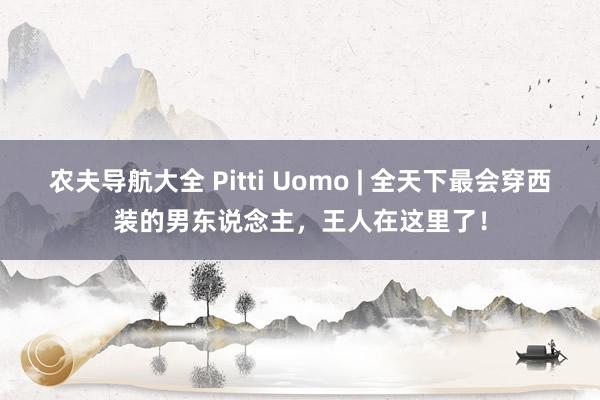 农夫导航大全 Pitti Uomo | 全天下最会穿西装的男东说念主，王人在这里了！