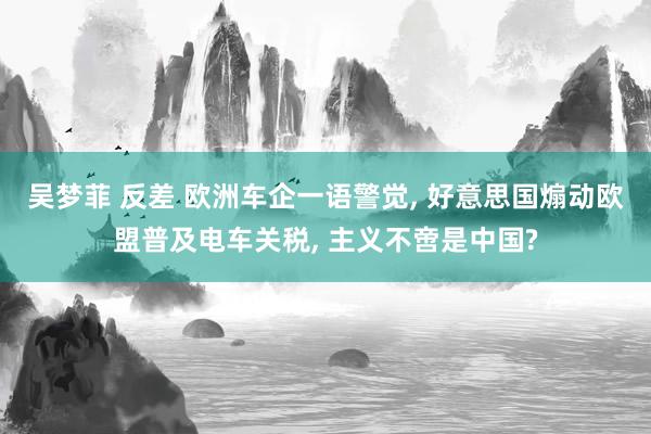 吴梦菲 反差 欧洲车企一语警觉， 好意思国煽动欧盟普及电车关税， 主义不啻是中国?