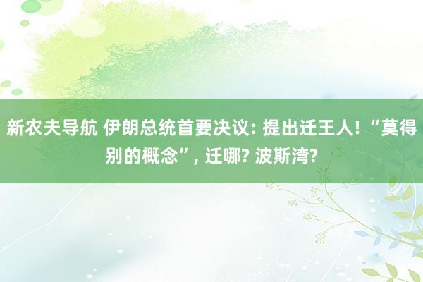 新农夫导航 伊朗总统首要决议: 提出迁王人! “莫得别的概念”， 迁哪? 波斯湾?