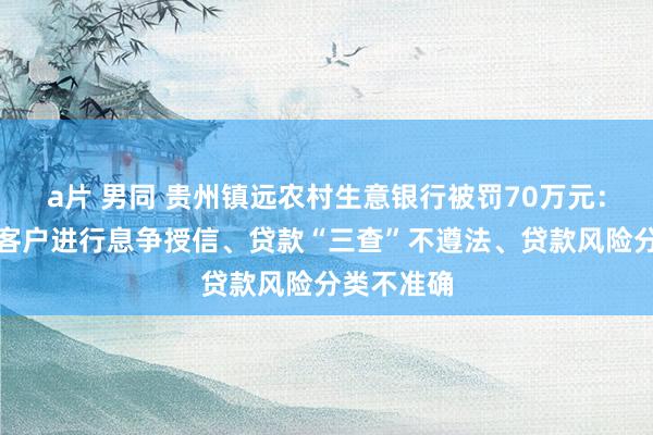 a片 男同 贵州镇远农村生意银行被罚70万元：未对集团客户进行息争授信、贷款“三查”不遵法、贷款风险分类不准确