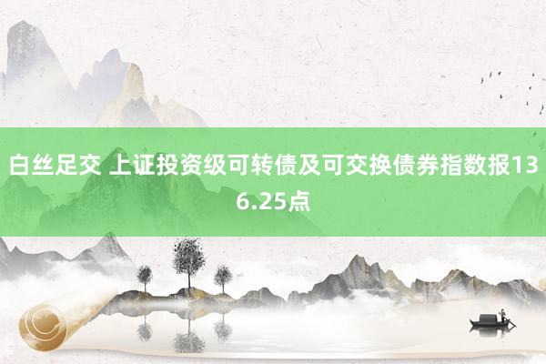 白丝足交 上证投资级可转债及可交换债券指数报136.25点