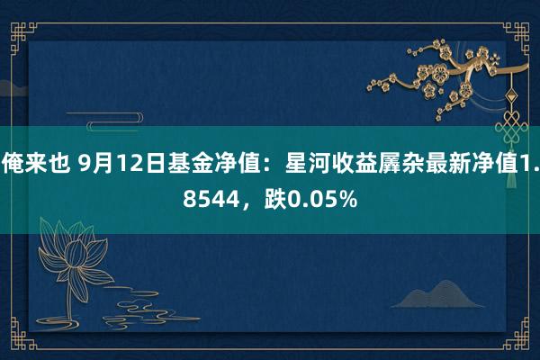 俺来也 9月12日基金净值：星河收益羼杂最新净值1.8544，跌0.05%