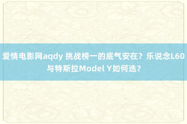 爱情电影网aqdy 挑战榜一的底气安在？乐说念L60与特斯拉Model Y如何选？