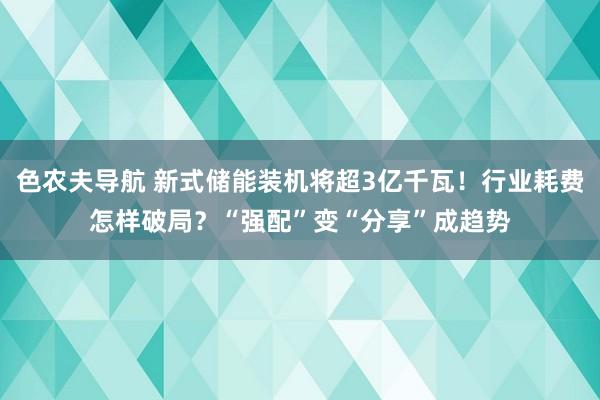 色农夫导航 新式储能装机将超3亿千瓦！行业耗费怎样破局？“强配”变“分享”成趋势