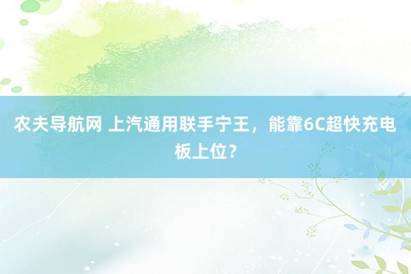 农夫导航网 上汽通用联手宁王，能靠6C超快充电板上位？