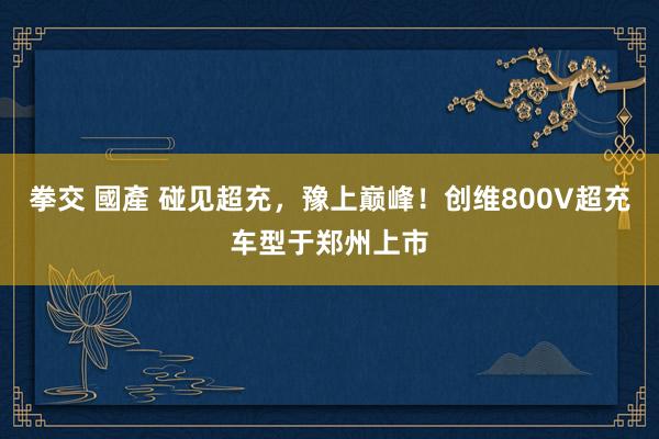 拳交 國產 碰见超充，豫上巅峰！创维800V超充车型于郑州上市