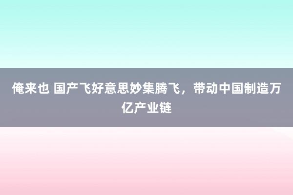 俺来也 国产飞好意思妙集腾飞，带动中国制造万亿产业链