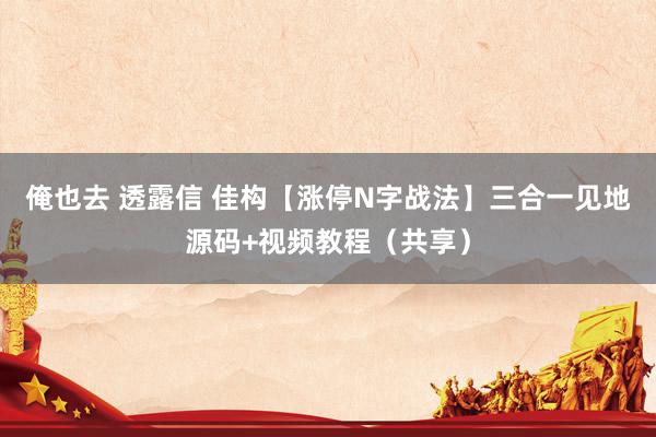 俺也去 透露信 佳构【涨停N字战法】三合一见地源码+视频教程（共享）