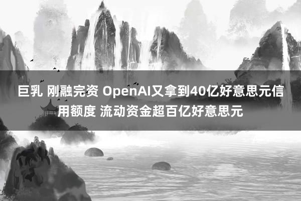 巨乳 刚融完资 OpenAI又拿到40亿好意思元信用额度 流动资金超百亿好意思元