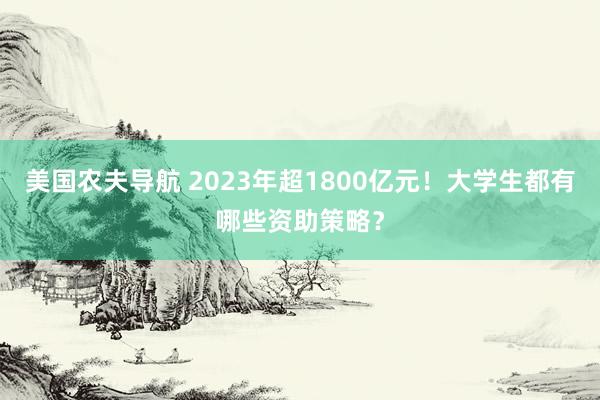 美国农夫导航 2023年超1800亿元！大学生都有哪些资助策略？