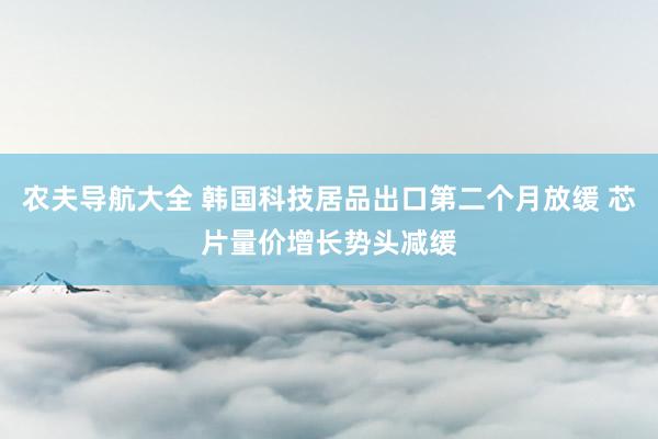 农夫导航大全 韩国科技居品出口第二个月放缓 芯片量价增长势头减缓