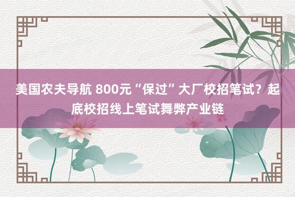 美国农夫导航 800元“保过”大厂校招笔试？起底校招线上笔试舞弊产业链