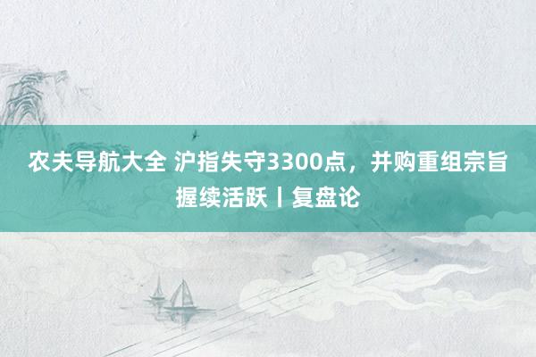 农夫导航大全 沪指失守3300点，并购重组宗旨握续活跃丨复盘论