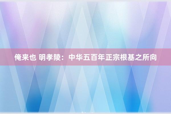 俺来也 明孝陵：中华五百年正宗根基之所向