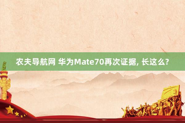 农夫导航网 华为Mate70再次证据， 长这么?