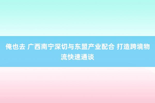 俺也去 广西南宁深切与东盟产业配合 打造跨境物流快速通谈