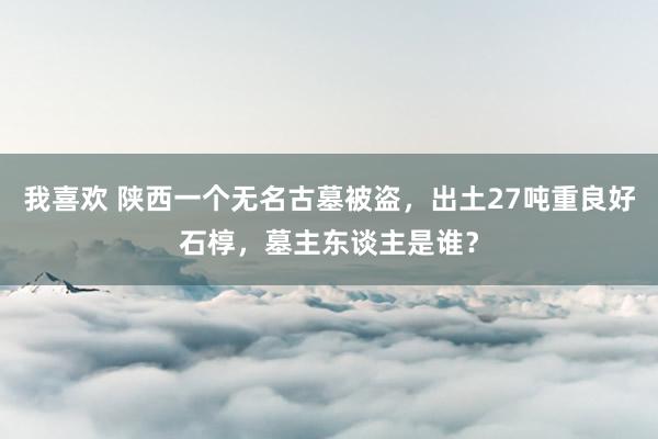 我喜欢 陕西一个无名古墓被盗，出土27吨重良好石椁，墓主东谈主是谁？