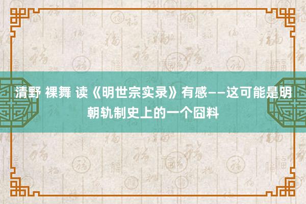 清野 裸舞 读《明世宗实录》有感——这可能是明朝轨制史上的一个囧料