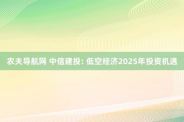 农夫导航网 中信建投: 低空经济2025年投资机遇