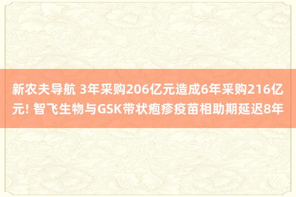 新农夫导航 3年采购206亿元造成6年采购216亿元! 智飞生物与GSK带状疱疹疫苗相助期延迟8年