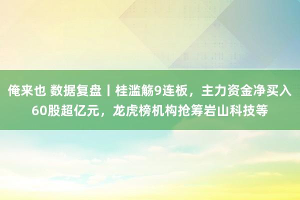 俺来也 数据复盘丨桂滥觞9连板，主力资金净买入60股超亿元，龙虎榜机构抢筹岩山科技等