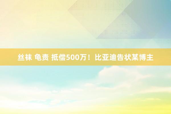 丝袜 龟责 抵偿500万！比亚迪告状某博主