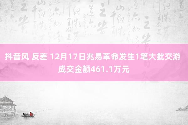 抖音风 反差 12月17日兆易革命发生1笔大批交游 成交金额461.1万元