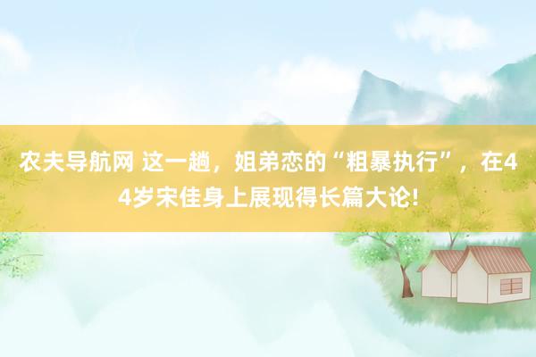 农夫导航网 这一趟，姐弟恋的“粗暴执行”，在44岁宋佳身上展现得长篇大论!