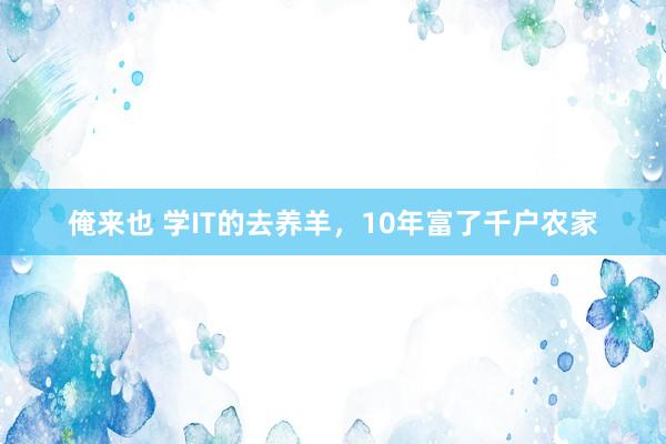 俺来也 学IT的去养羊，10年富了千户农家