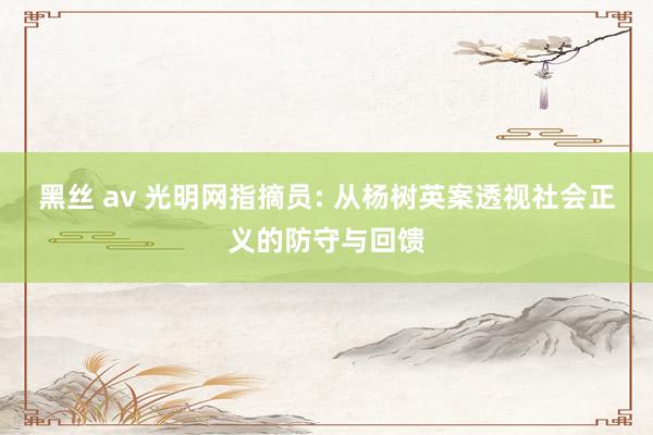 黑丝 av 光明网指摘员: 从杨树英案透视社会正义的防守与回馈