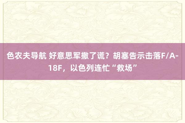 色农夫导航 好意思军撒了谎？胡塞告示击落F/A-18F，以色列连忙“救场”