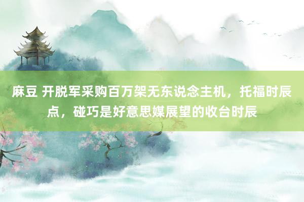 麻豆 开脱军采购百万架无东说念主机，托福时辰点，碰巧是好意思媒展望的收台时辰