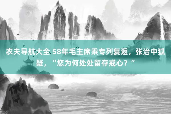 农夫导航大全 58年毛主席乘专列复返，张治中狐疑，“您为何处处留存戒心？”