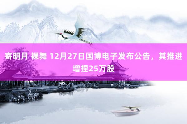 寄明月 裸舞 12月27日国博电子发布公告，其推进增捏25万股