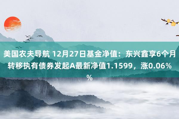 美国农夫导航 12月27日基金净值：东兴鑫享6个月转移执有债券发起A最新净值1.1599，涨0.06%