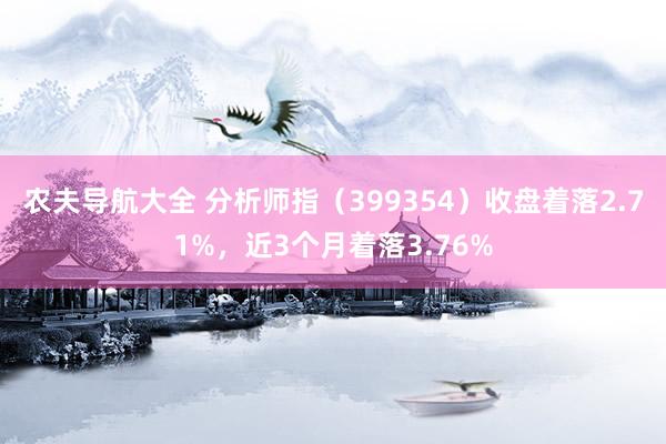 农夫导航大全 分析师指（399354）收盘着落2.71%，近3个月着落3.76%