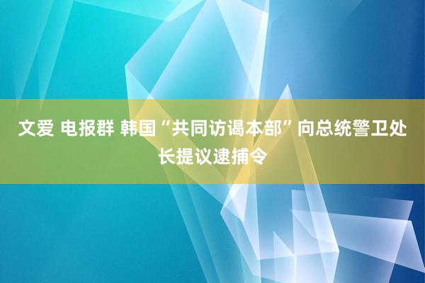 文爱 电报群 韩国“共同访谒本部”向总统警卫处长提议逮捕令