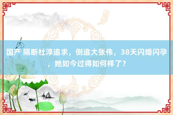 国产 隔断杜淳追求，倒追大张伟，38天闪婚闪孕，她如今过得如何样了？