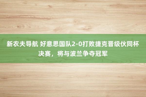 新农夫导航 好意思国队2-0打败捷克晋级伙同杯决赛，将与波兰争夺冠军