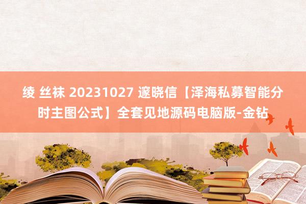 绫 丝袜 20231027 邃晓信【泽海私募智能分时主图公式】全套见地源码电脑版-金钻