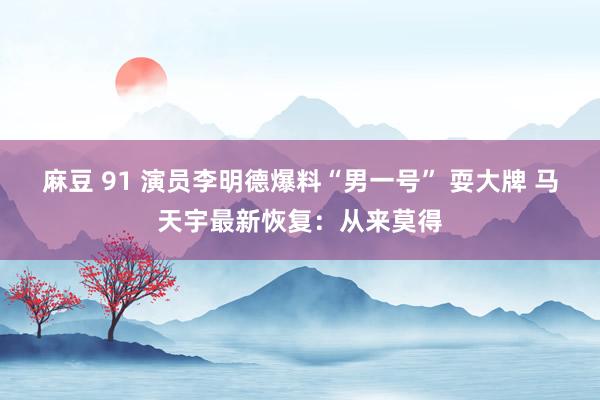 麻豆 91 演员李明德爆料“男一号” 耍大牌 马天宇最新恢复：从来莫得