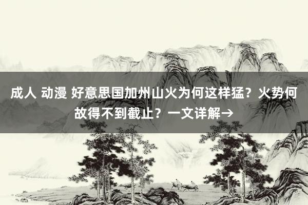 成人 动漫 好意思国加州山火为何这样猛？火势何故得不到截止？一文详解→