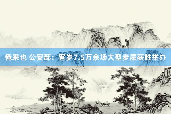 俺来也 公安部：客岁7.5万余场大型步履获胜举办