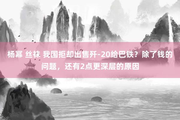 杨幂 丝袜 我国拒却出售歼-20给巴铁？除了钱的问题，还有2点更深层的原因